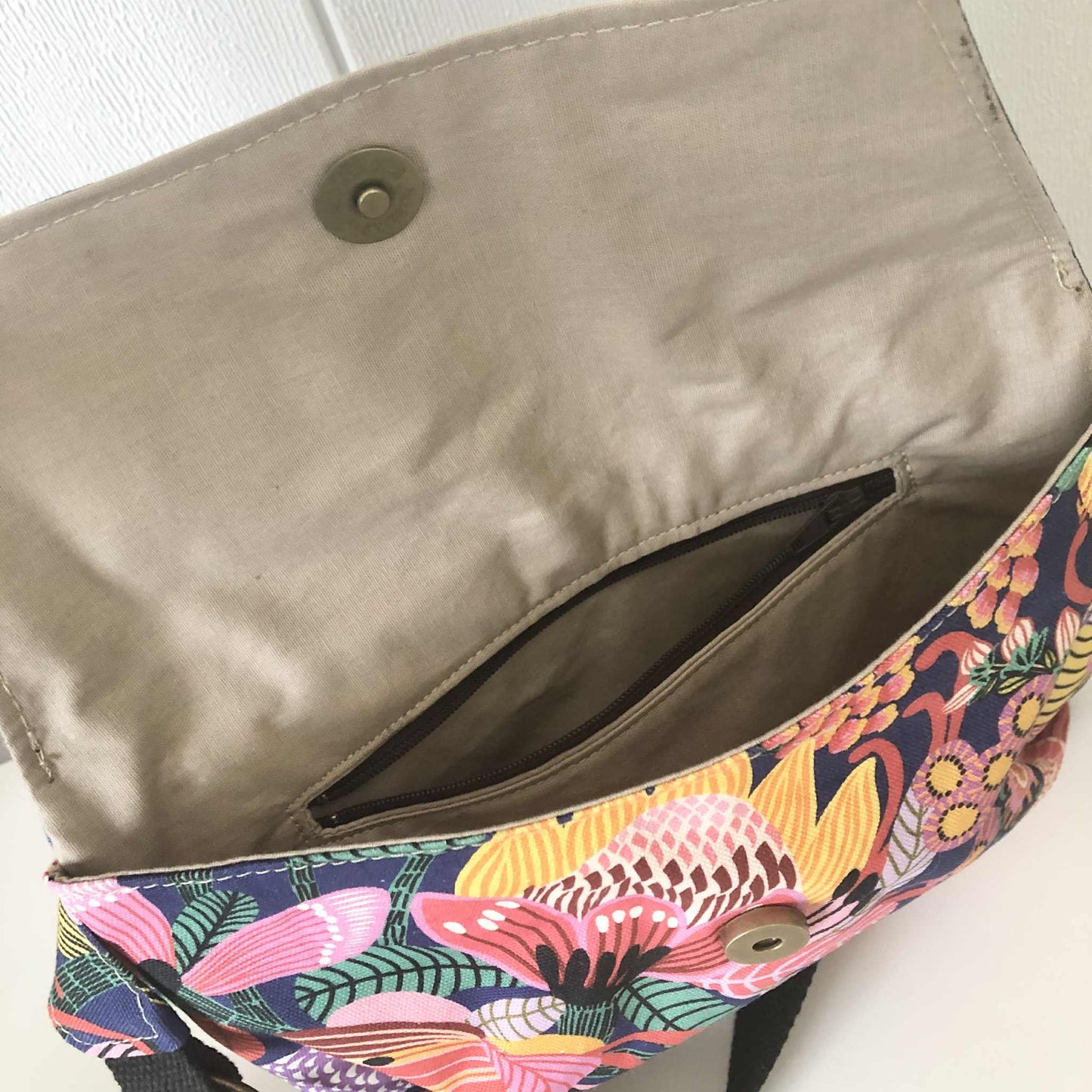 Belt Bag with Wild Protea and Blue Waxed Canvas