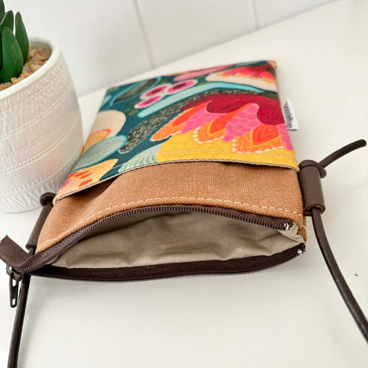 Sundew Sling Bag in Tan Canvas and Bush Flora