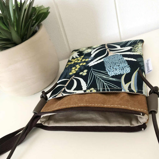 Sundew Sling Bag in Tan Canvas with Moonlight Flora