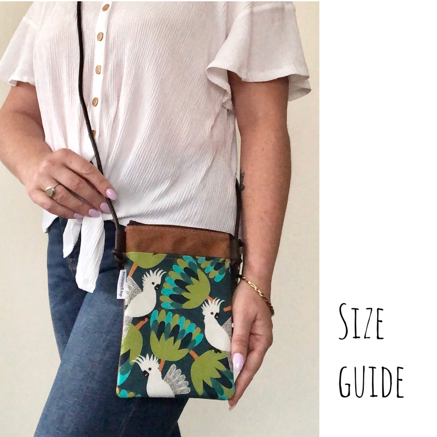 model photo of phone sling pouch