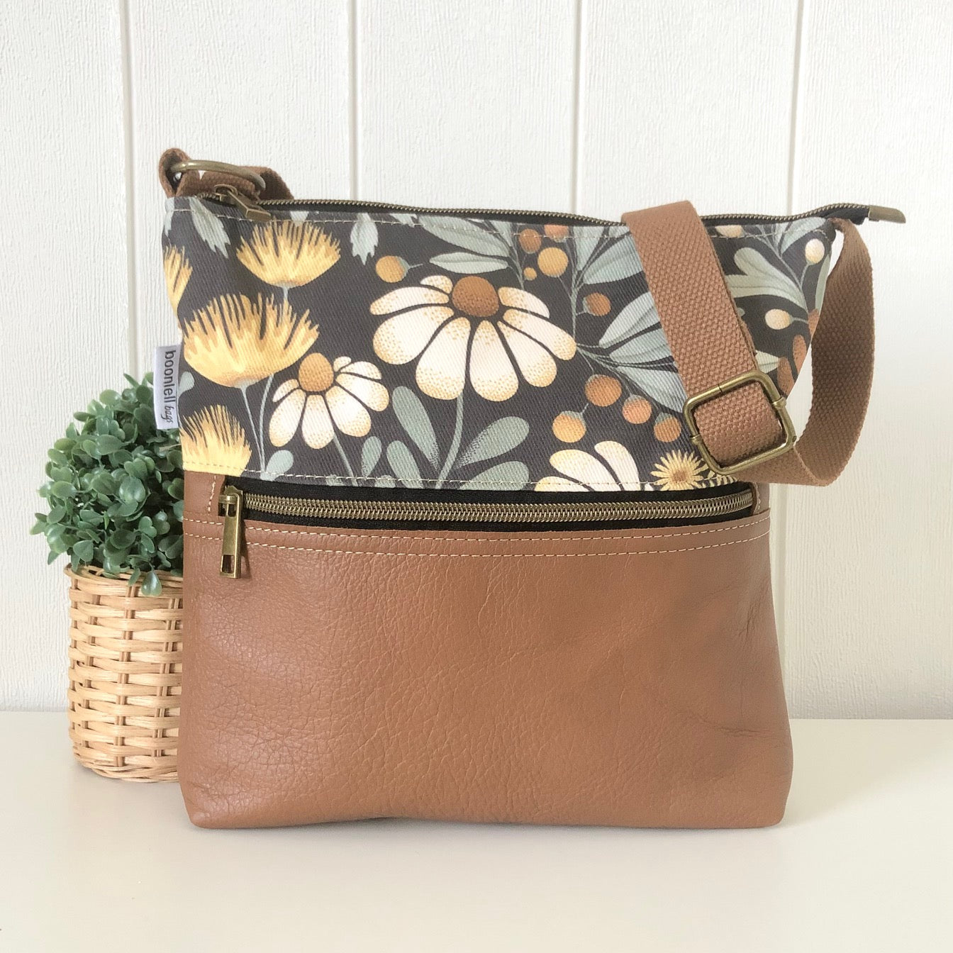 floral leather bag