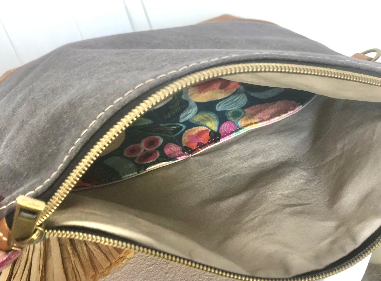 bush flora fold over bag inside view
