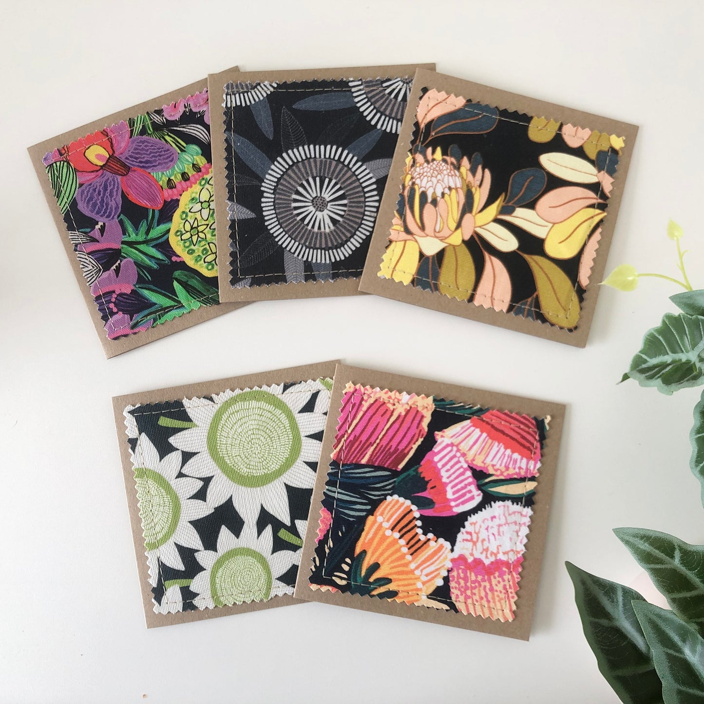 Five Pack of Cards with Flora and Fauna Fabrics #2