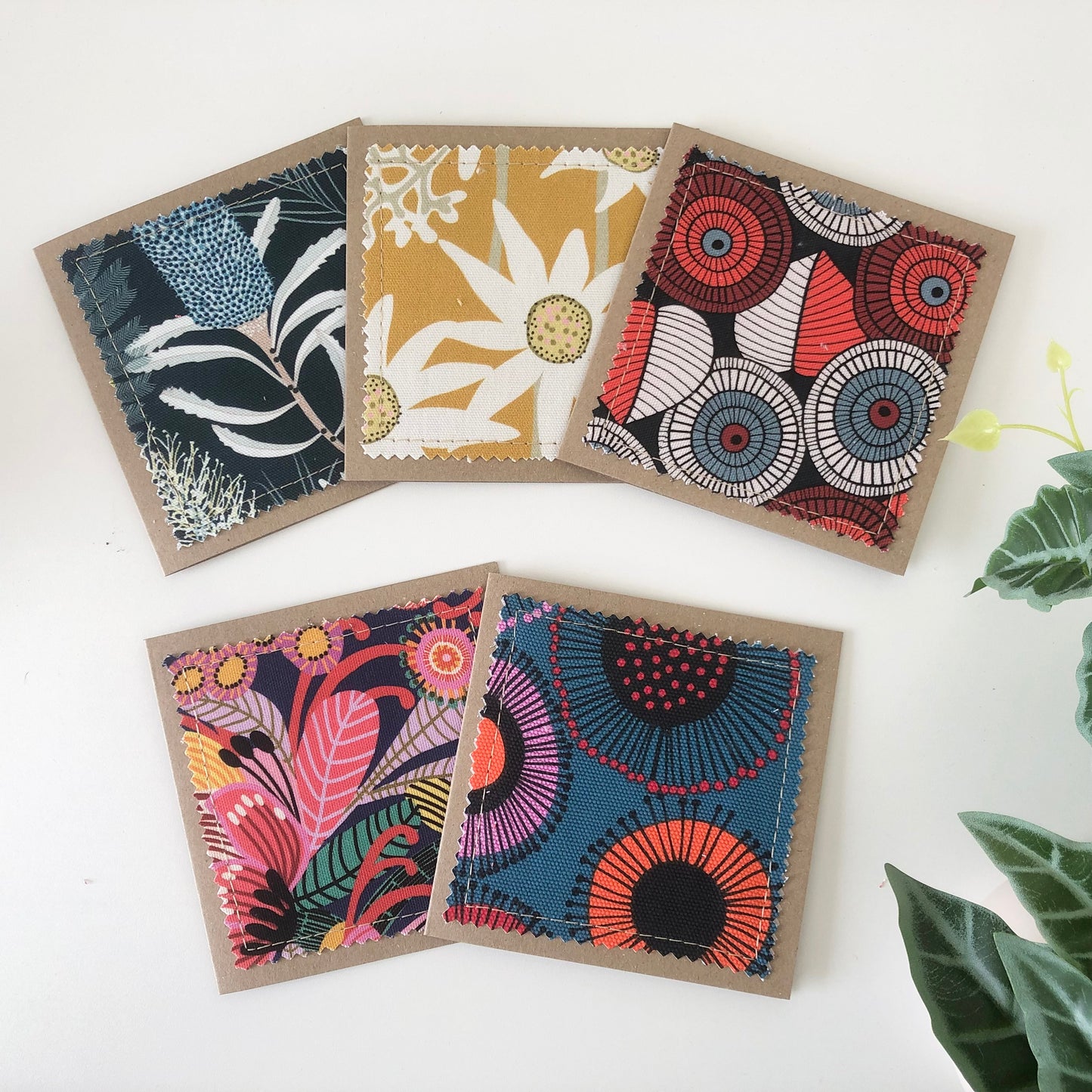 Five Pack of Cards with Flora and Fauna Fabrics #8