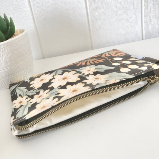Zipper Pouch in Floral Wilderness Garden