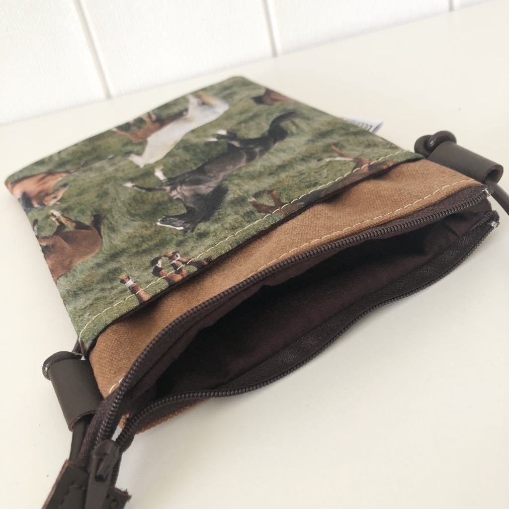 Sundew Sling Bag in Tan Canvas with Horses Fabric