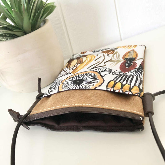 Sundew Sling Bag in Green Canvas with Neutral Natives