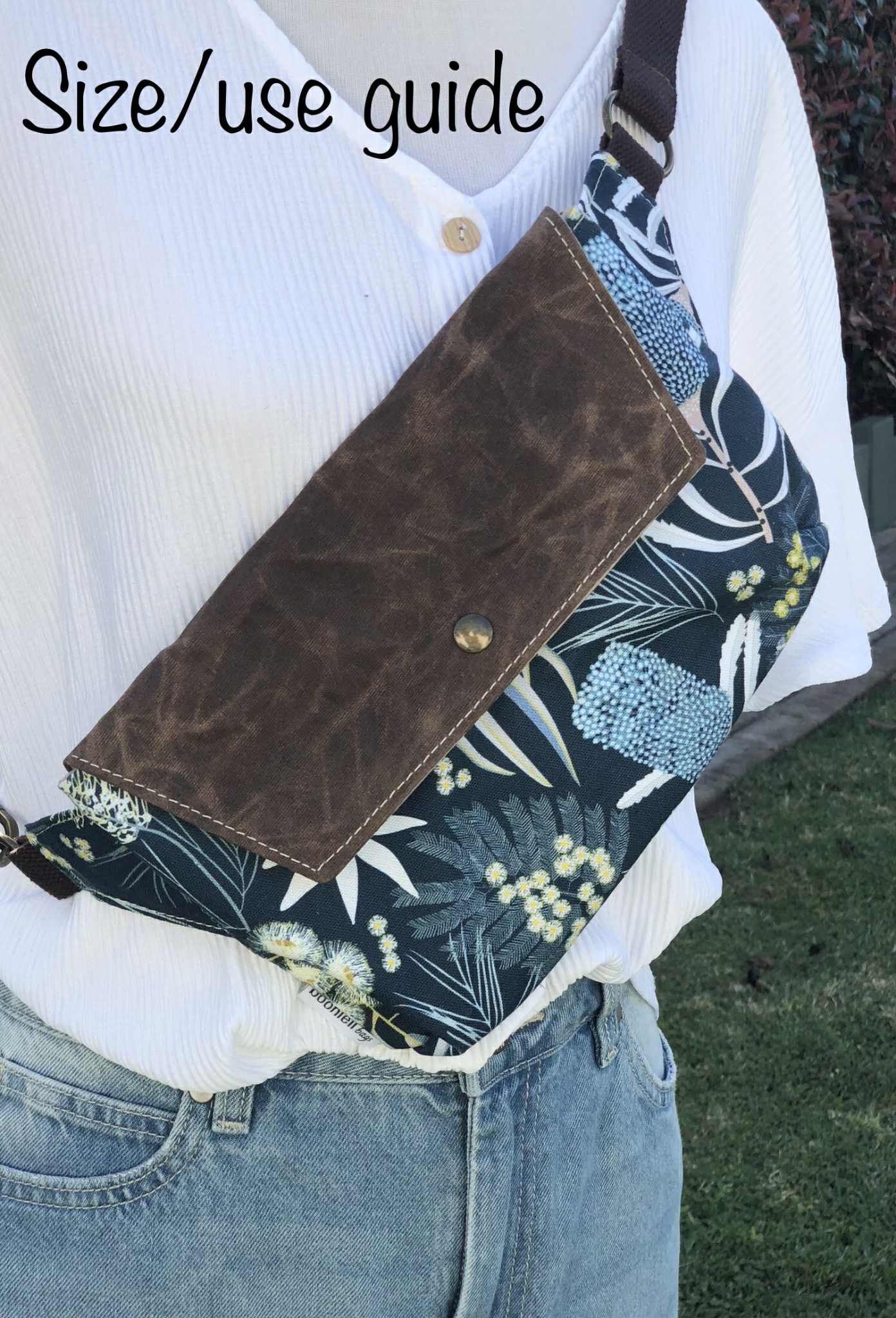 Belt Bag with Wild Protea and Blue Waxed Canvas