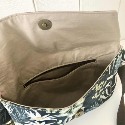 Belt Bag with Moonlight Flora and Brown Waxed Canvas