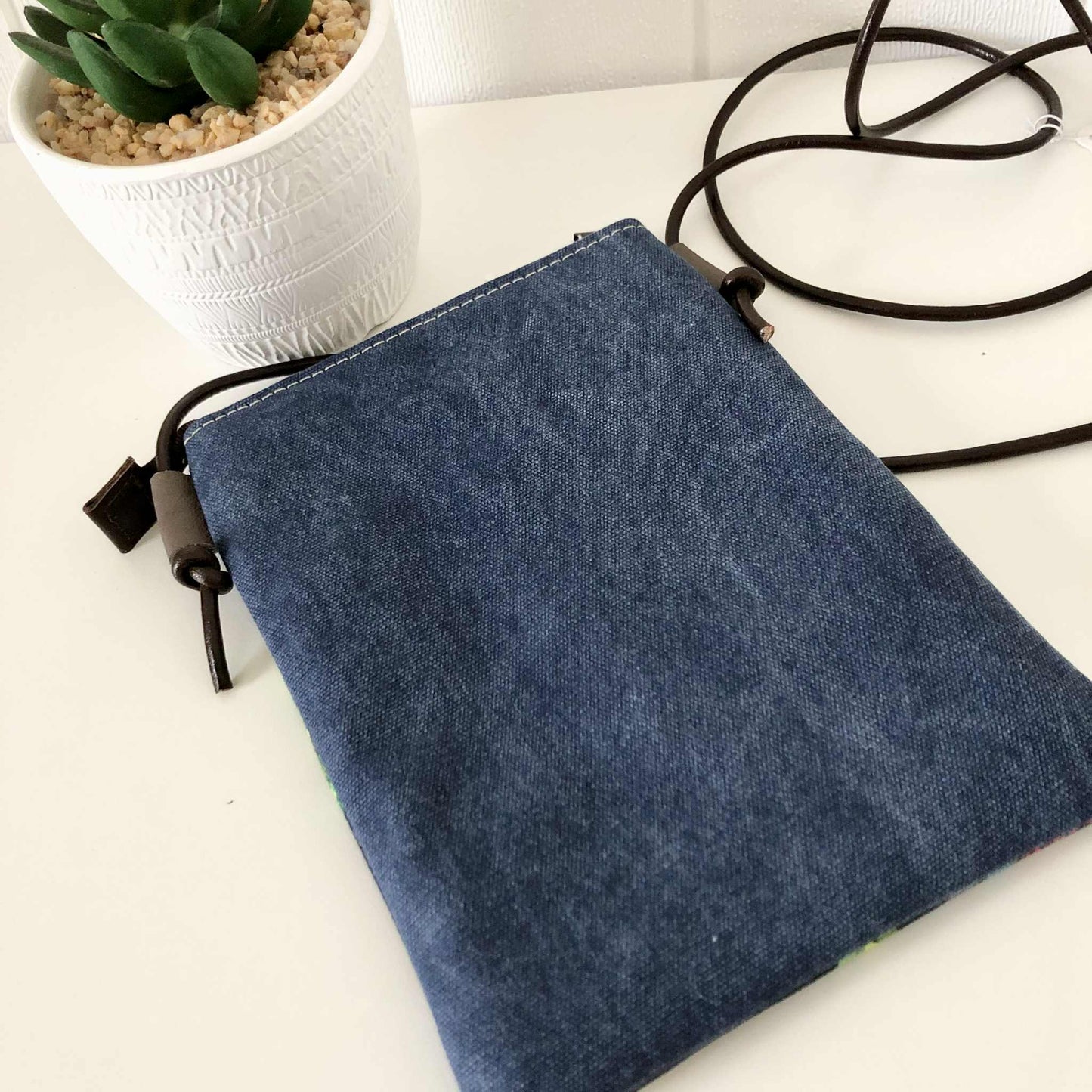 Sundew Sling Bag in Blue Canvas with Rosella Bird