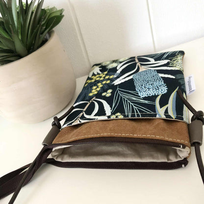 Sundew Sling Bag in Tan Canvas with Moonlight Flora