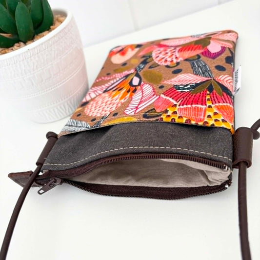 Sundew Sling Bag in Grey Canvas with Protea Pop