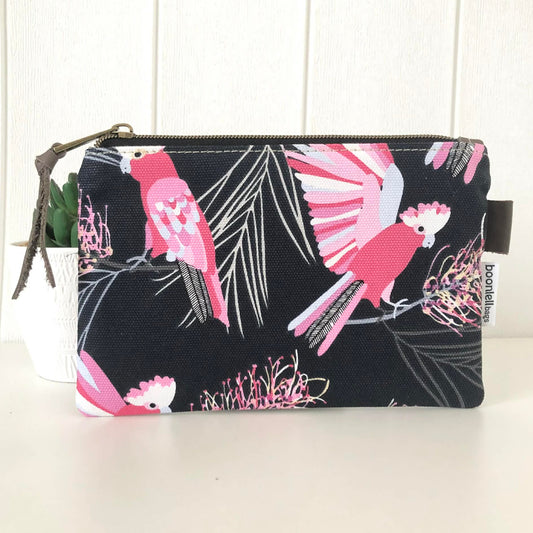 Zipper Pouch in Pink Cockatoo