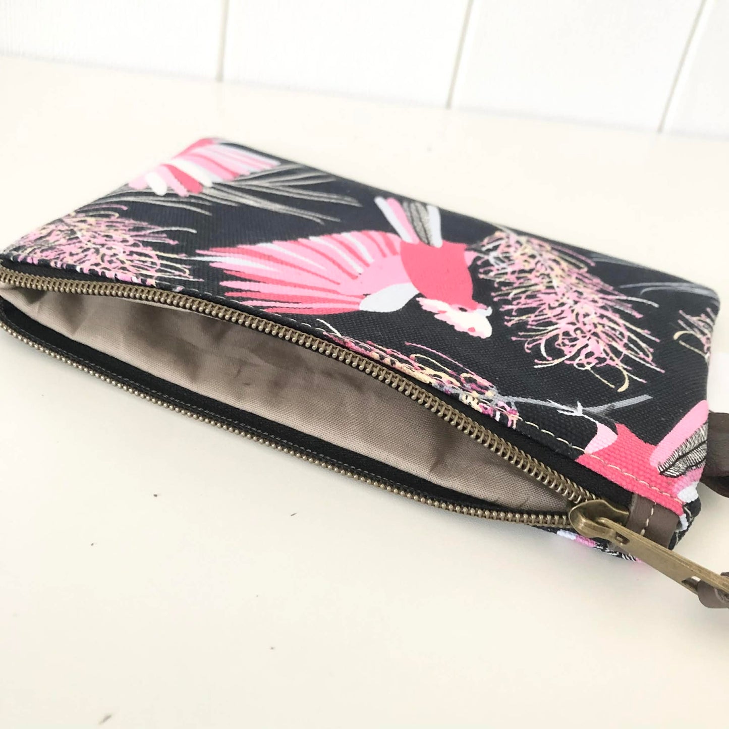 Zipper Pouch in Pink Cockatoo