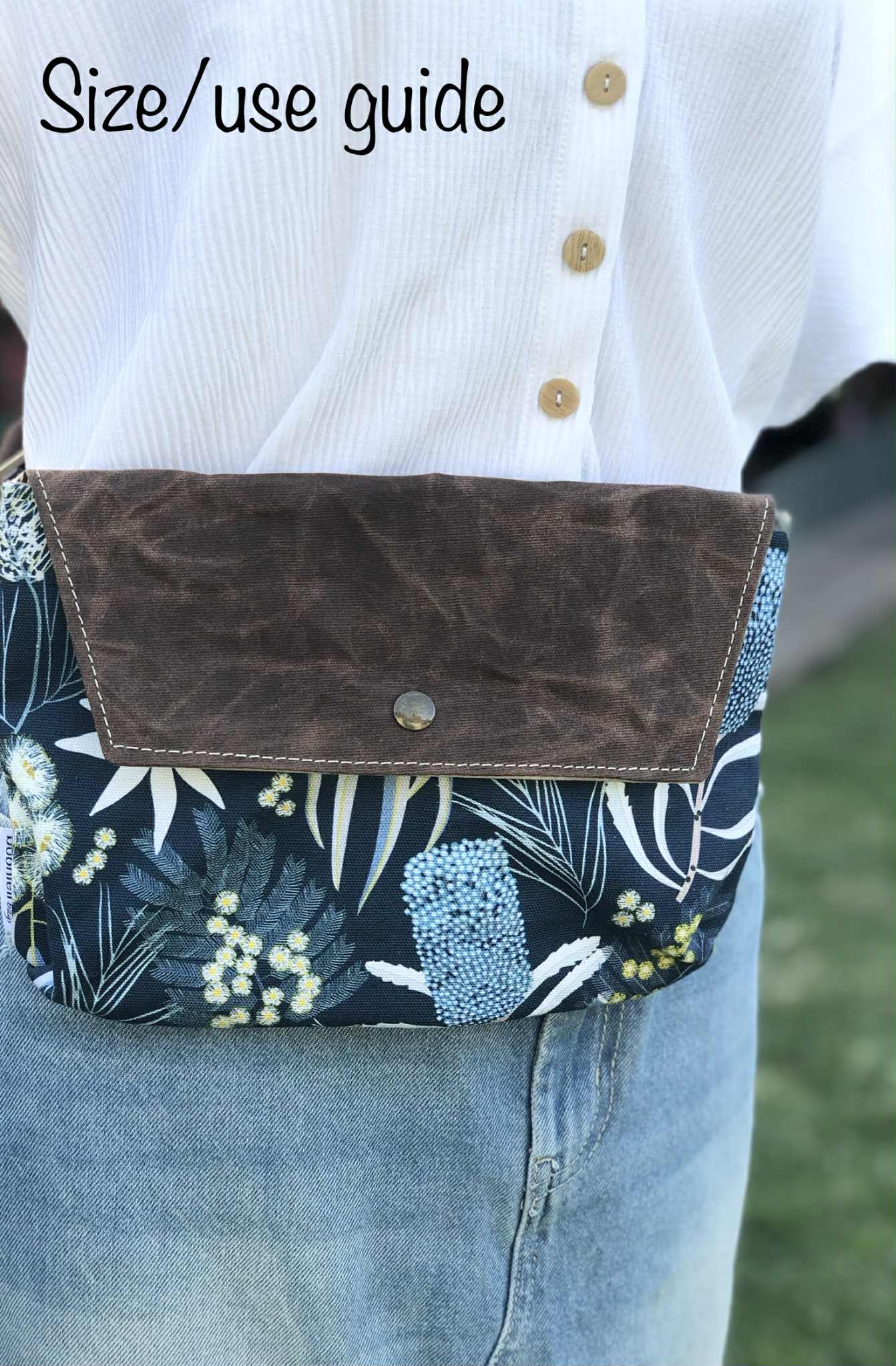 Belt Bag with Wild Protea and Blue Waxed Canvas