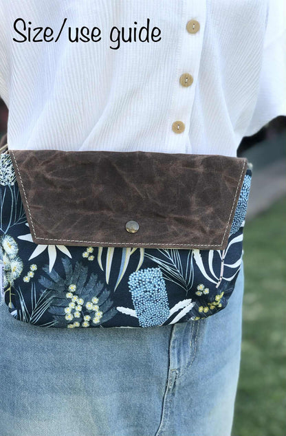 Belt Bag with Wild Protea and Blue Waxed Canvas