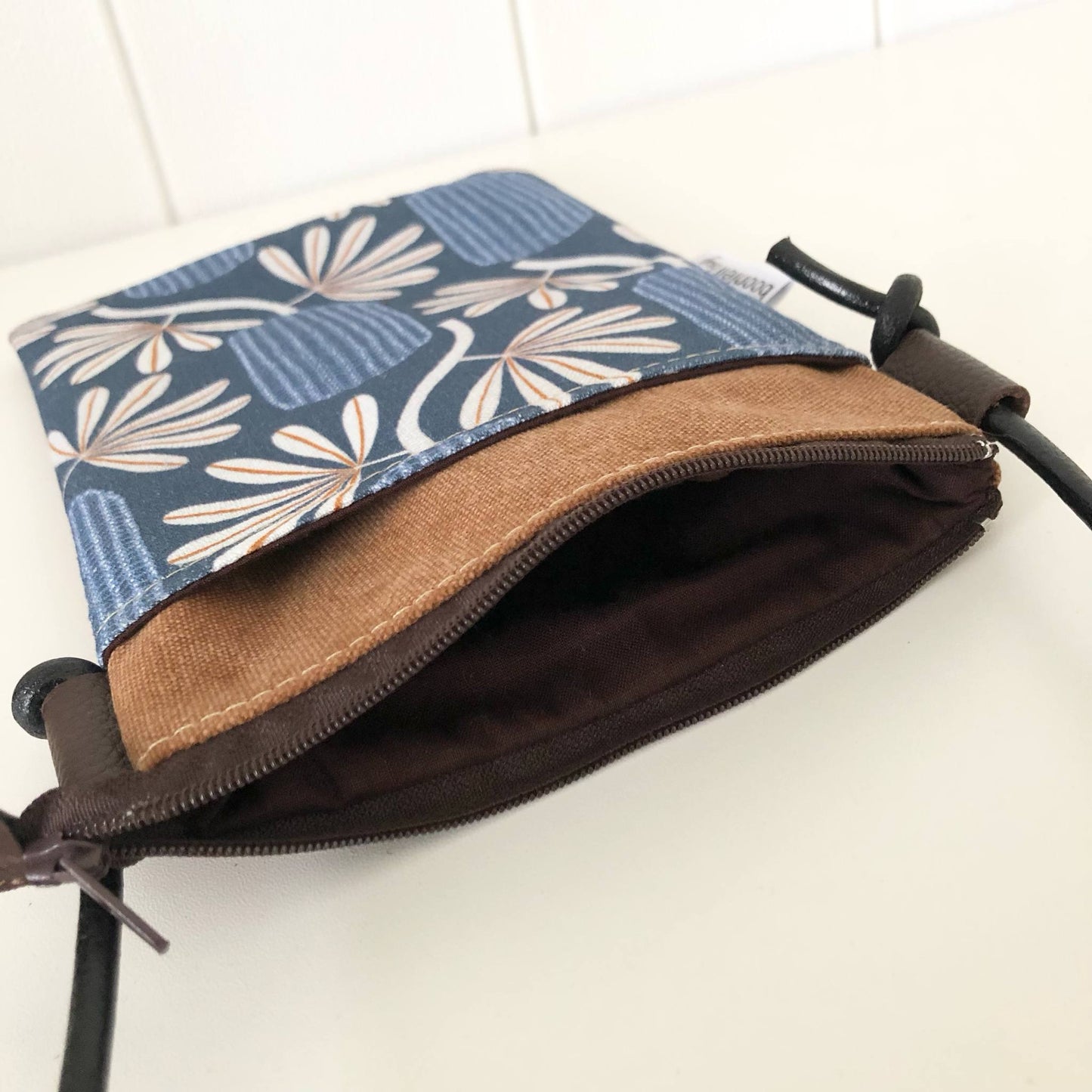 Tan Canvas with Banksia Phone Sling Crossbody Bag
