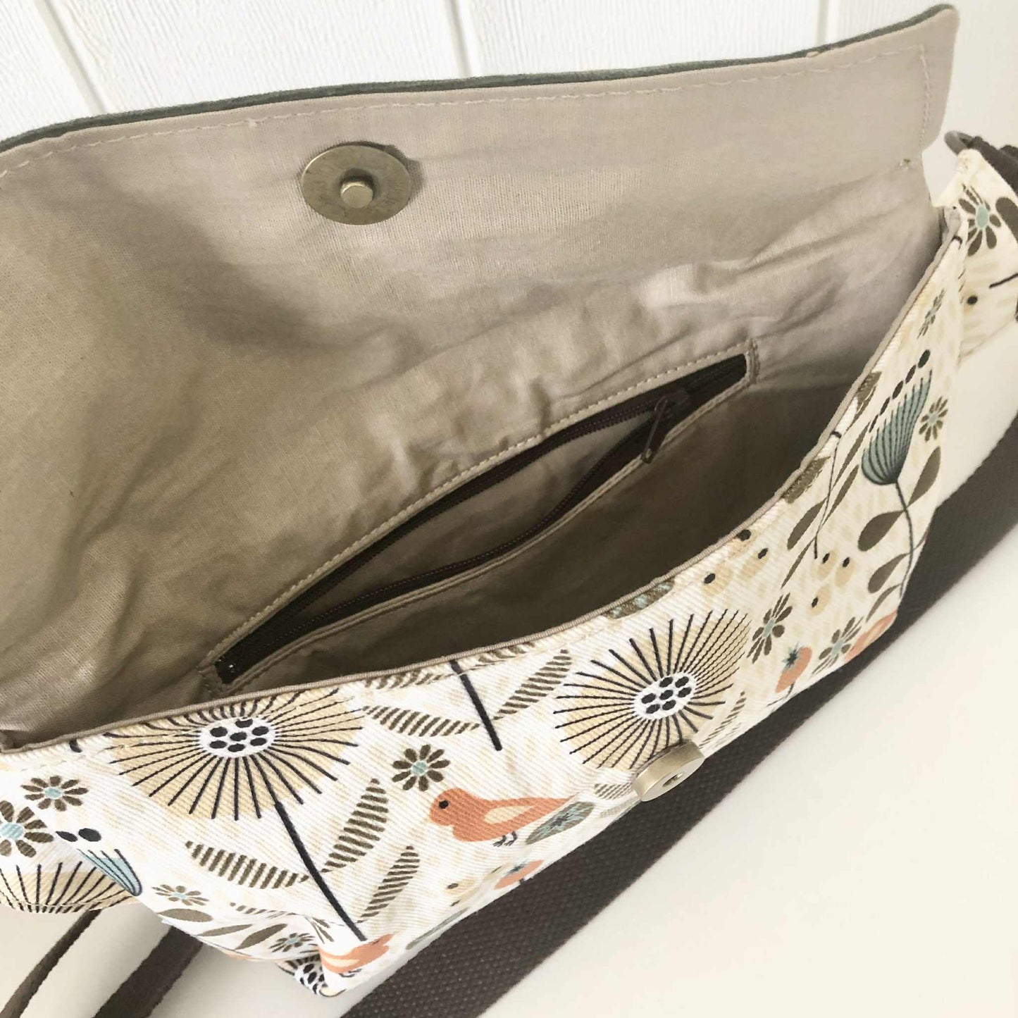 Belt Bag with Scandi Meadow and Green Waxed Canvas