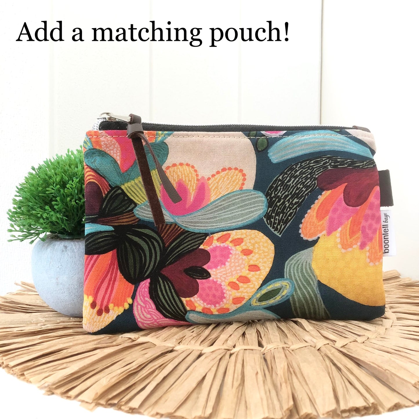 Matching Zipper Pouch in Bush Flora