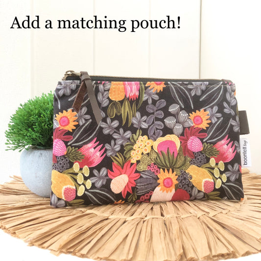Matching Zipper Pouch in King White Flower