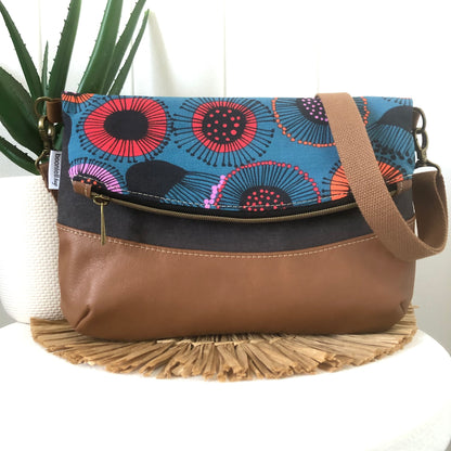 leather fold over bag
