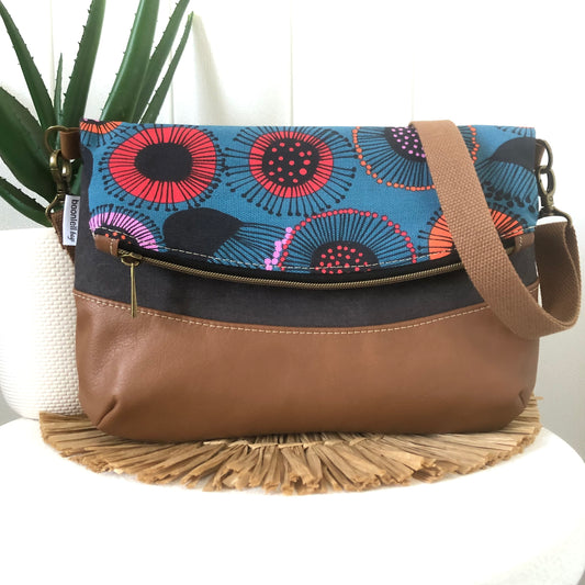 leather fold over bag