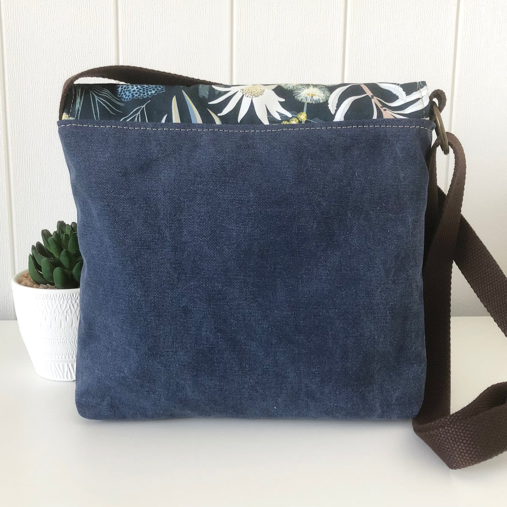 moonlight flora cross body bag rear view blue