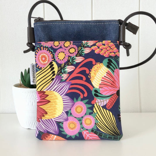blue phone sling bag