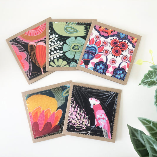 Five Pack of Cards with Flora and Fauna Fabrics #1