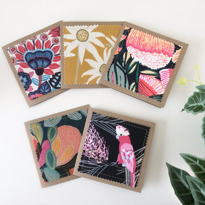Five Pack of Cards with Flora and Fauna Fabrics #4