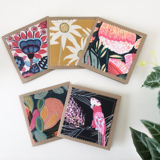 Five Pack of Cards with Flora and Fauna Fabrics #4