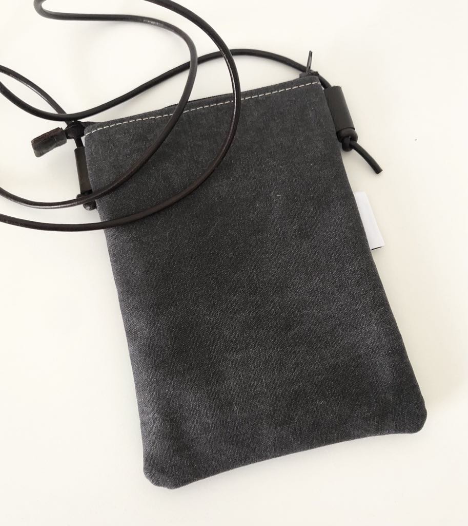 Grey Canvas with Horse & Foal Phone Sling Crossbody Bag