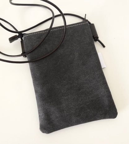 Grey Canvas with Horse & Foal Phone Sling Crossbody Bag