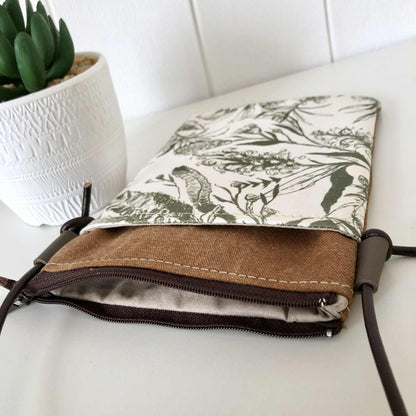 Sundew Sling Bag in Tan Canvas with Bush Blooms