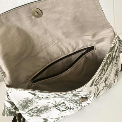 Belt Bag with Bush Blooms and Green Waxed Canvas
