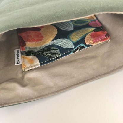 Cassinia Crossbody Bag - Green Canvas and Brown Leather with Bush Flora